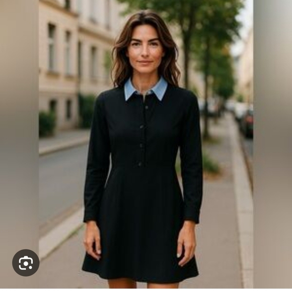 Coach 1941 Black Removable Collar Button Front Shirt Dress Size 10 - Picture 1 of 10